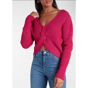 Express Pink Twist Front Oversized Knit Sweater XL Soft Girl Feminine